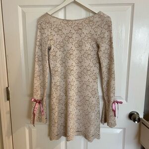 Floral Lace Dress with Pink Accents